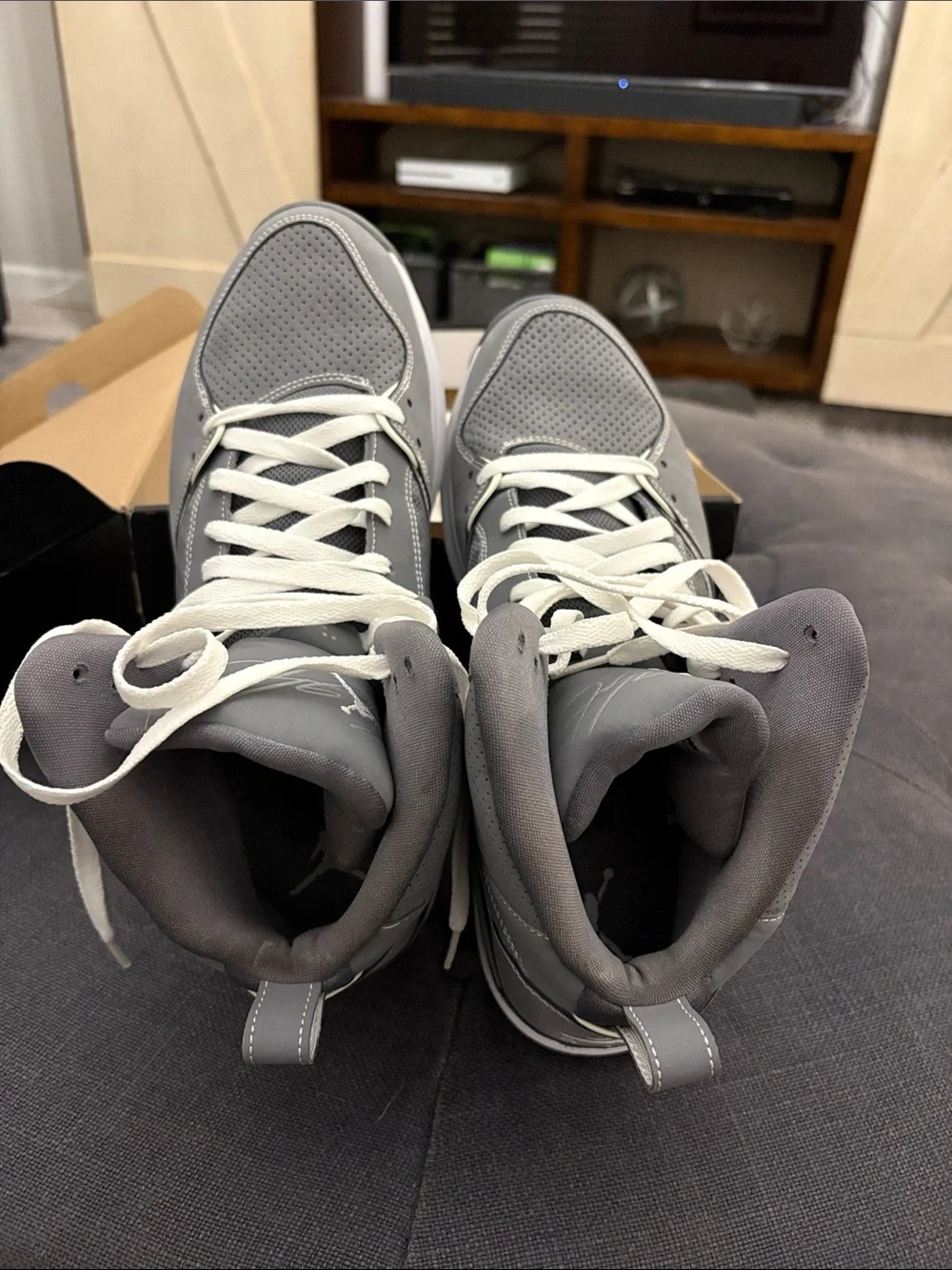 Jordan Gray Mid-Top Sneakers with White Laces
